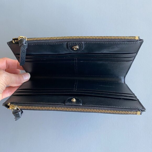 Kate Spade Studded Double Bifold Leather Black Wallet - Picture 4 of 11